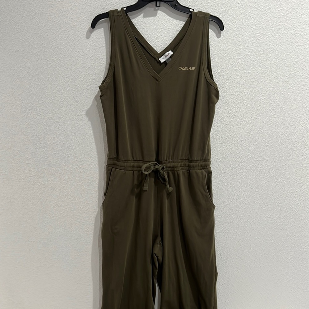 Calvin Klein Jumpsuit Green Sleeveless Knit, M, EUC